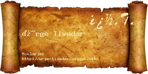 Ürge Tivadar névjegykártya