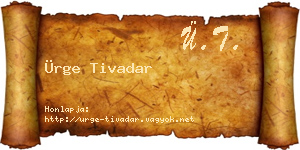 Ürge Tivadar névjegykártya